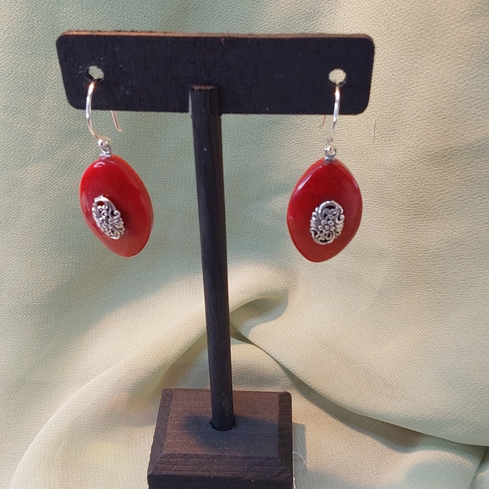 Coral earrings  with sterling silver